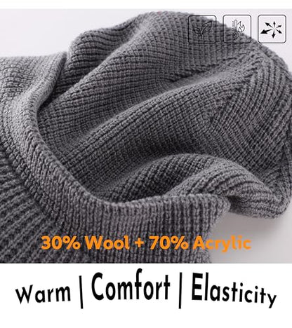 Home Prefer Mens Wool Blend Winter Hat Double-Layer Warm Knit Pre-Curve Visor Beanie Brimmed Beanies Hat for Men Women - color: Grey