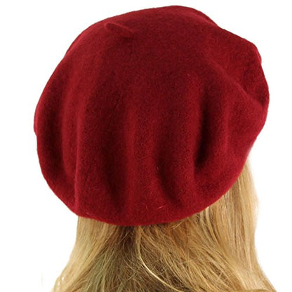 Classic Winter 100% Wool Warm French Art Basque Beret Tam Beanie Hat Cap - color: Wine