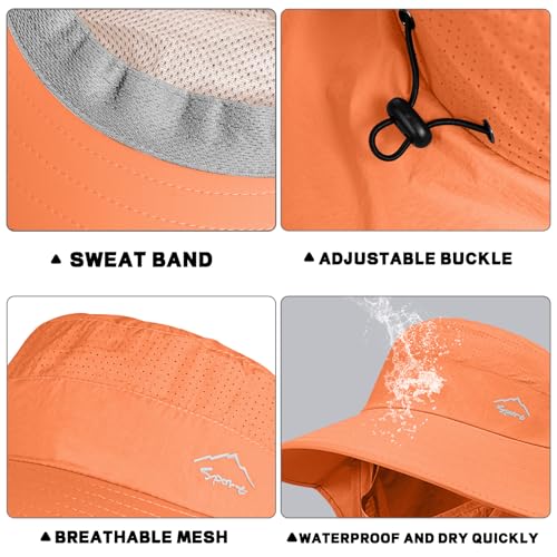Rosoz Sun Hat for Men Women with Neck Flap& Removable Face Cover Wide Brim - color: 1pack-orange