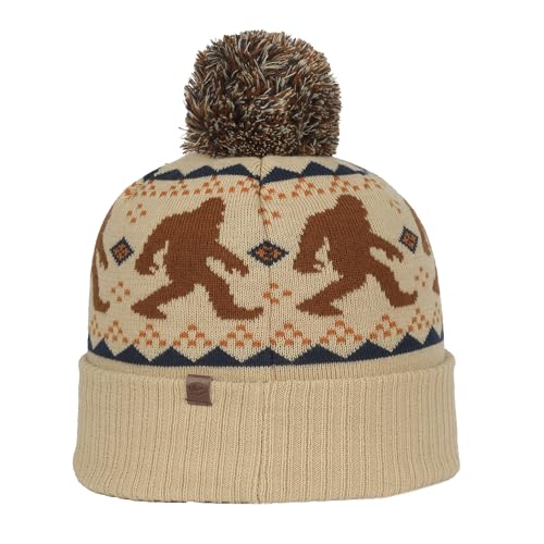 Outdoor Cap Unisex Adult Sasquatch Knit Beanie with Cuff & Pom - color: Oatmeal