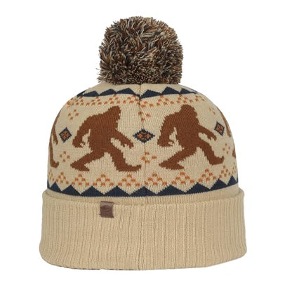 Outdoor Cap Unisex Adult Sasquatch Knit Beanie with Cuff & Pom - color: Oatmeal