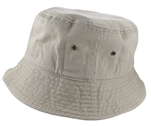 Gelante Solid Color 100% Cotton Bucket Hat for Women and Men Packable Travel Summer Beach Hat - color: Putty, size: Large-X-Large