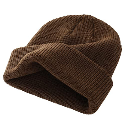 Connectyle 2 Pack Classic Cuffed Beanie Hat for Men & Women Warm Winter Knit Hat Thick Beanies Skull Cap Acrylic Watch Cap - color: Black+coffee