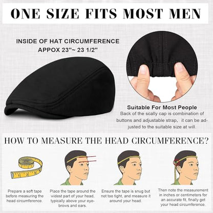 Senker Fashion 2 Pack Newsboy Cap for Men, Wool Blend Tweed Flat Cap - color: Camel Black