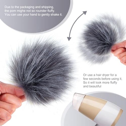 Tatuo 16 Pcs Faux Fur Pom Poms for Hats, Dark Gray - color: Dark Gray