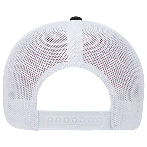 OTTO 6 Panel Low Profile Contrast Vertical Mesh Back Cap - color: Blk/Red/Wht