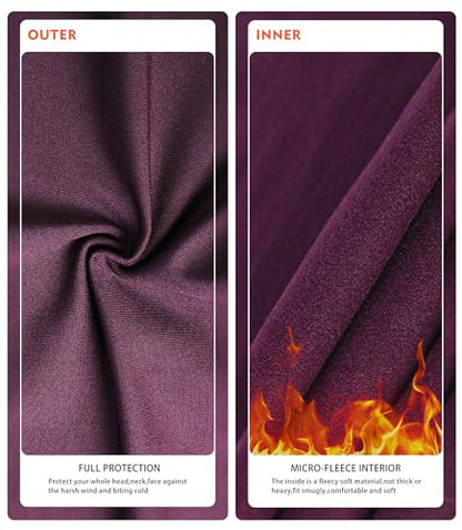 Winter Balaclava Ski Mask for Men Women Thermal Face Mask Breathable Face Cover for Cold Weather Motorcycle Snowboard - color: Black+purple(with Breath Hole)