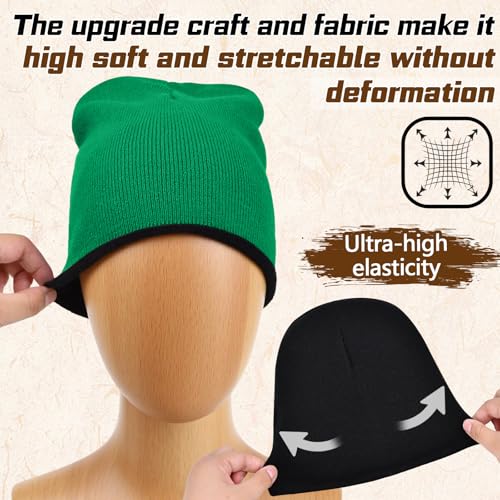 ZOORON Reversible Skull Caps for Men Women Reversible Beanie with -Double Side Warm Winter Fisherman Beanie - color: A-2pack-black/Green+navy/Khaki