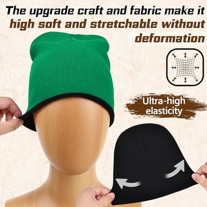 ZOORON Reversible Skull Caps for Men Women Reversible Beanie with -Double Side Warm Winter Fisherman Beanie - color: A-2pack-black/Green+navy/Khaki