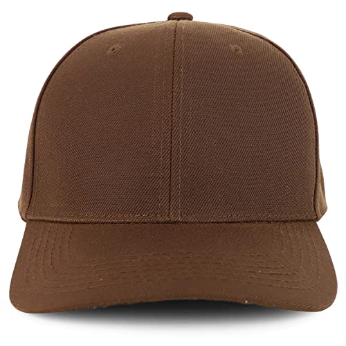 Trendy Apparel Shop Big Size Oversized Plain Structured Fitted Baseball Cap - color: Brown, size: 7 5/8