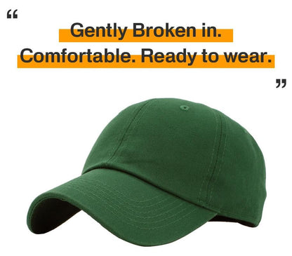 KBETHOS Classic Unisex Cotton Adjustable Low Crown Baseball Cap – Plain Dad Hat - color: Dark Forest Green