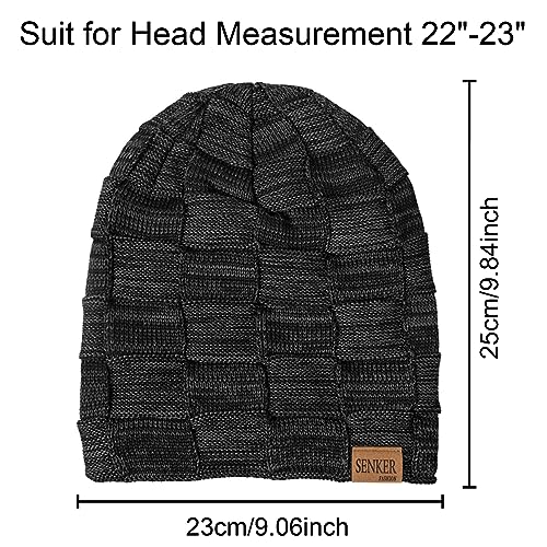Senker Fashion 2 Pcs Winter Slouchy Beanie Hats for Men, Warm Mens Beanies - color: Red Black