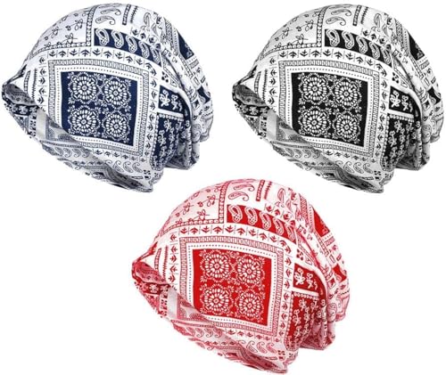 XYIYI Womens Chemo Headwear Hats Cotton Slouchy Beanie Cap Scarf - color: 3pcs Black Red Blue-x