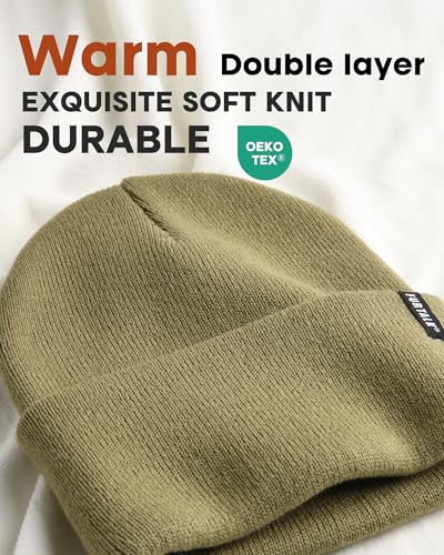 FURTALK Beanie Hat for Men Women Winter Hats for Women Men Soft Warm Unisex Cuffed Beanie Knitted Skull Cap - color: Ae-olive