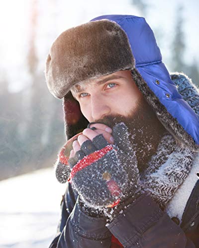 Trapper Hat Winter Hats for Men Trooper Hunting Ski Hat Women Ear Flap Windproof Mask - color: Blue