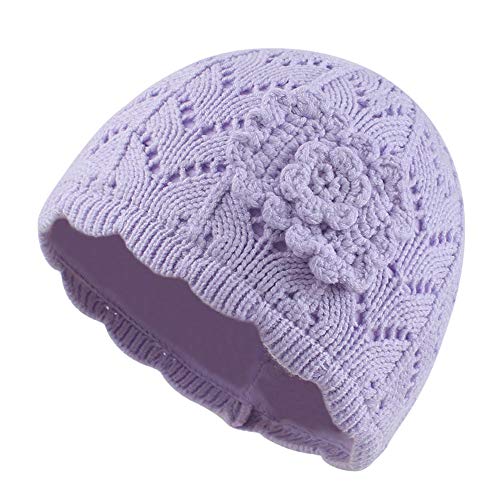 Bamery Baby Girl Winter Hat Cute Bow Baby Beanie Warm Knitted Hats for Infant Toddler Girls - color: Purple Flower, size: 2-6 Years