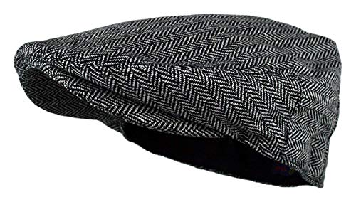 Wonderful Fashion Men's Classic Herringbone Tweed Wool Blend Newsboy Ivy Hat (Large/X-Large, Charcoal) - color: Grey, size: Large-X-Large