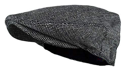 Wonderful Fashion Men's Classic Herringbone Tweed Wool Blend Newsboy Ivy Hat (Large/X-Large, Charcoal) - color: Grey, size: Large-X-Large