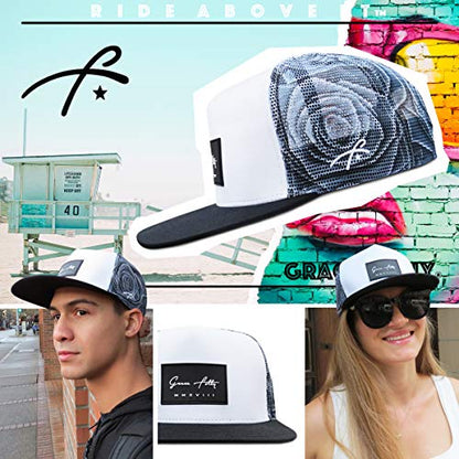 Grace Folly Trucker Hat for Men & Women. Snapback Mesh Caps - color: Rose- Gray
