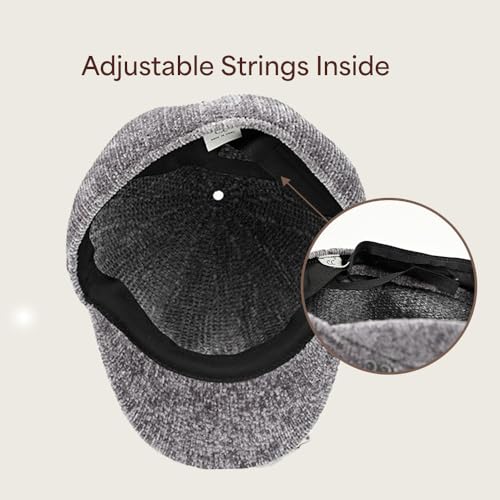 C.C Knitted Newsboy Cap for Women – Soft Knit Hat with Adjustable Velcro, Lightweight Warm Winter Style - color: Knitted-beige