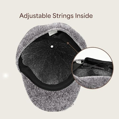 C.C Knitted Newsboy Cap for Women – Soft Knit Hat with Adjustable Velcro, Lightweight Warm Winter Style - color: Knitted-beige