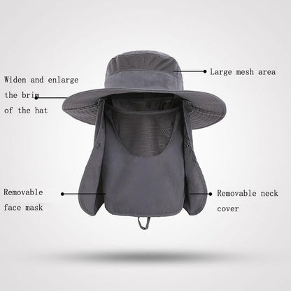 Sun Hat for Men Women Wide Brim Sun Protection Fishing Hat with Face Cover Neck Flap Outdoor UPF50+ Summer Outdoor - color: Sun Hat With Face Cover Neck Flap 08