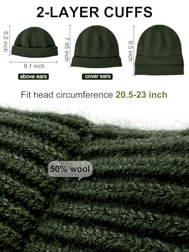 vidsel Thin Wool Fisherman Beanie Hat for Men Women Fall Winter Fashion Cap - color: 2-black, Army Green