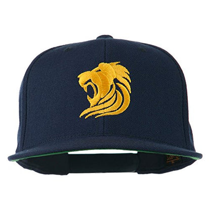 e4Hats.com Gold Lion Embroidered Wool Snapback Cap - color: Navy