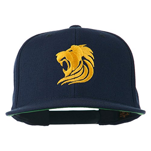 e4Hats.com Gold Lion Embroidered Wool Snapback Cap - color: Navy