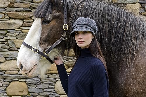 Newsboy Hat for Women's Cap 8 Panel Wool Made in Ireland - color: Dark Gray