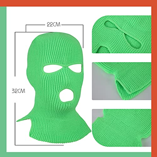 3 Hole Balaclava Ski Mask Cover Winter Knitted - color: Green, Orange, Black