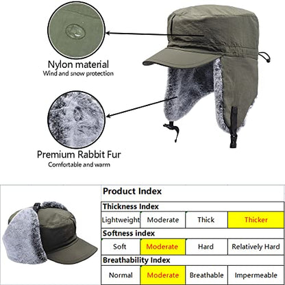 Winter Trapper Hunting Hat,Tweed Ear Flaps Cap,Berber Fleece Lined - color: Army Green 1