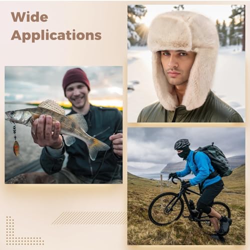 Cozy Plush Winter Hats Men Women Trapper Trooper Hat with Earflaps Windproof Russian Ushanka Hats Outdoor Skiing Cap - color: Beige