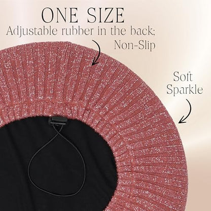 Hair Snood, Knit Slouchy Beret Beanie Lightweight, Jewish Head Coverings for Women, Cancer Headwear for Women Chemo Sleep Hat - color: Canyon Rose Thin Ribbed