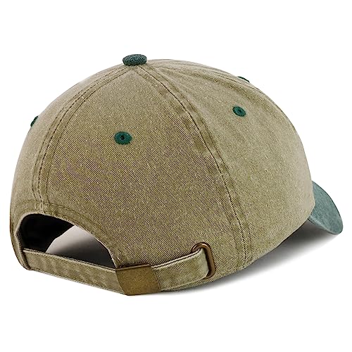 Trendy Apparel Shop Dad Embroidered Pigment Dyed Low Profile Cotton Cap - color: Khaki Dark Green