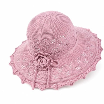 Woven Straw Bucket Hat for Women Bowknot Straw Bucket Hats Packable Sun Hats Summer Party Travel Daily Wear - color: Pink