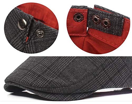 2 Pack Men's Cotton Flat Cap Ivy Gatsby Newsboy Hat - color: E