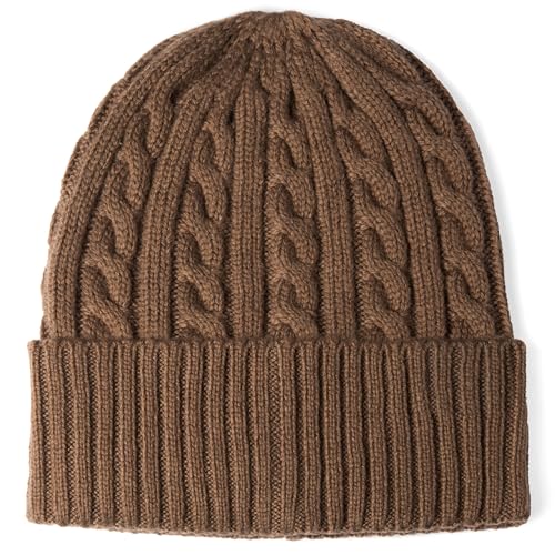 Revony Cable Knit Cuff Beanie for Women – Soft, Cute & Perfect for Everyday Winter Wear - color: Taupe