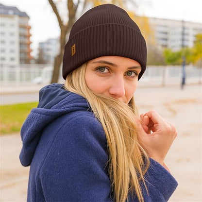 ATNKE Beanie for Men Women, Soft Warm Fleece Lined Winter Ski Beanies Hat Unisex Thick Stocking Knit Cuffed Skull Cap - color: #Coffee