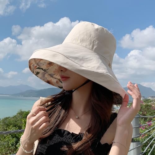 FaroDor Women's Reversible Bucket Hat UV Protection Packable Travel Cap Wide Brim Sun Hats 2026 - color: 7beige