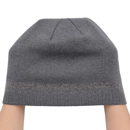 ZLYC Men Fashion Knit Fisherman Beanie Hat Winter Warm Thick Skull Cap - color: Solid Gray