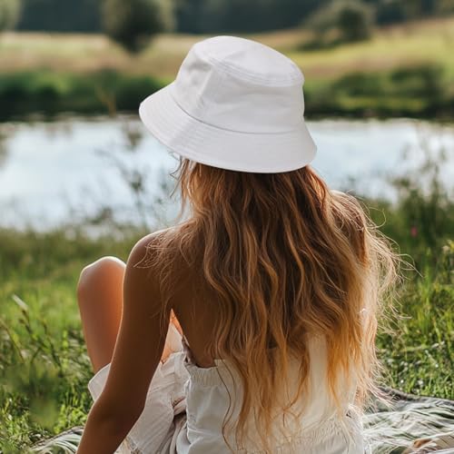 PFFY 2 Packs Bucket Hat for Women Men Cotton Hats Sun Beach Fishing Cap - color: Yellow+yellow