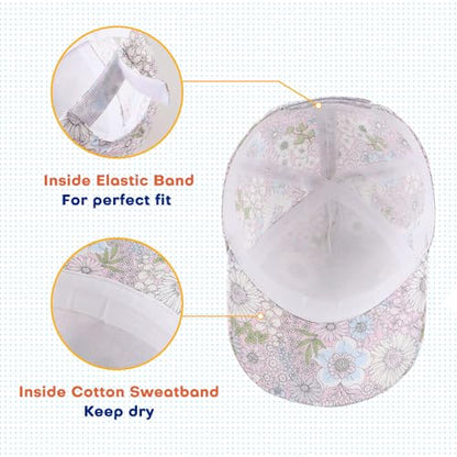Peecabe Plain Toddler Baseball Hat Unisex Cotton Kids Trucker Hat Adjustable Baby Boys Sun Caps Girls Baseball Cap 1-5Y - color: Mix Flower, size: 6-24 Months