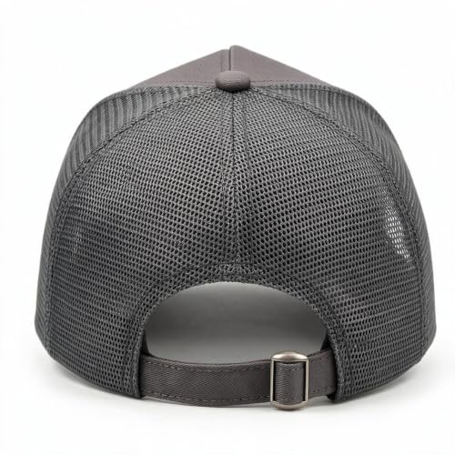 Oversize XXL Mesh Trucker Hat Big Head Hats for Men High Crown Baseball Cap Breathable Dad Hat Adjustable 23.6"-25.6" - color: Gray