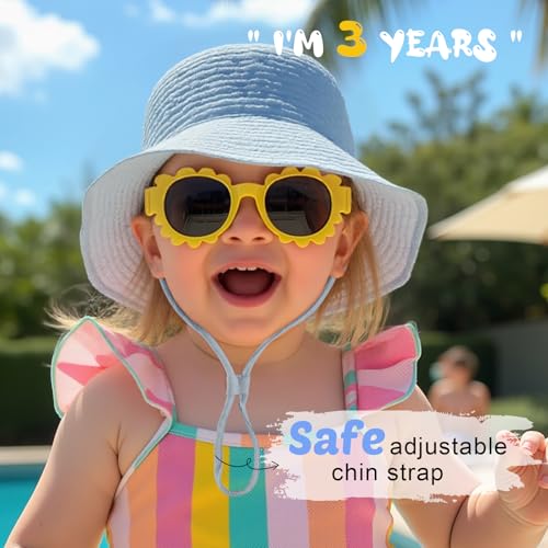 Muslin Baby Sun Hat Sun Protection Baby Toddler Bucket Hats for Boys Girls - color: Denim Blue+ Light Blue, size: 2-4T