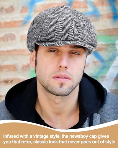 Suhine 6 Pcs Newsboy Cap for Men Octagonal Hat 8 Panel - style: Stylish