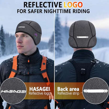 HASAGEI Winter Thermal Skull Cap for Men Windproof Helmet Liner with Full Ear Coverage & Eyewear Slots, Cycling Motorcycle - color: Grey