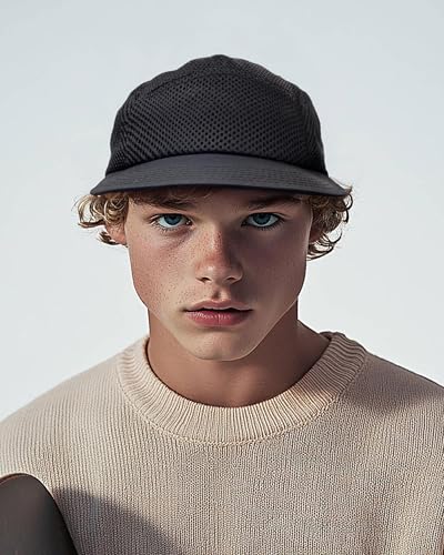 CLAPE Mesh 5 Panel Cap Flat Bill Dad Hat Quick Dry Baseball Cap Cooling Sports Hat Unstructured Trucker Cap Hiphop Dad Hat - color: Wbqw241-black