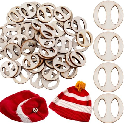 50pcs Wooden Hat Pom Poms Buttons, 20mm Removable Knitted Hat Button, Faux Fur Fastener Sewing Accessories for Crochet Knitting Beanies- Light Brown(D) - color: Light Brown-B-50pcs