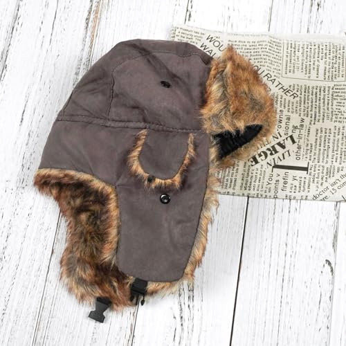 ONWAY Trapper Hat Winter Hats for Women Men with Faux Fur Ear Flaps - color: Gray